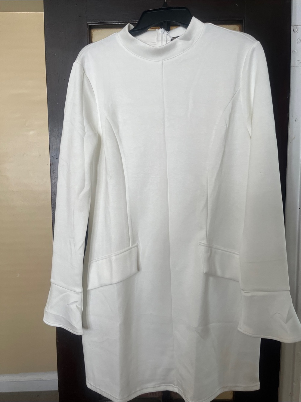 White Long Sleeve Shift Dress